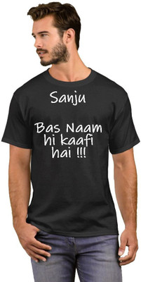 GNS Printed Men Round Neck Black T-Shirt