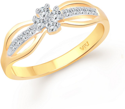 VIGHNAHARTA Flower Shadow Alloy Cubic Zirconia Gold Plated Ring