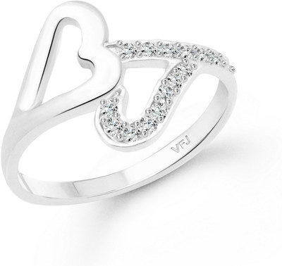 VIGHNAHARTA Locked Heart Alloy Cubic Zirconia Gold Plated Ring