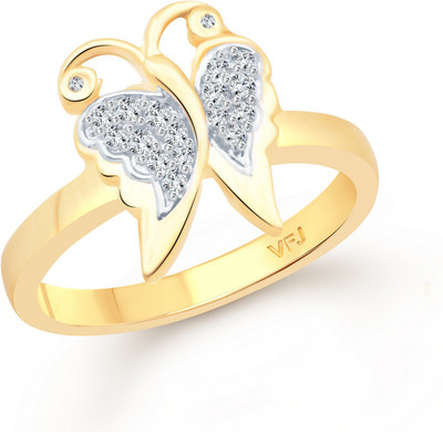 VIGHNAHARTA Crystal Butterfly Alloy Cubic Zirconia Gold Plated Ring