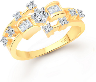 VIGHNAHARTA Tapered Diamond CZ Finger Ring for Women and Girls Alloy Cubic Zirconia Gold Plated Ring