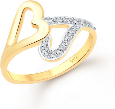VIGHNAHARTA Locked Heart Alloy Cubic Zirconia Gold Plated Ring