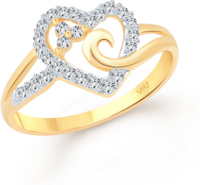 VIGHNAHARTA Sensuality Heart Alloy Cubic Zirconia Gold Plated Ring