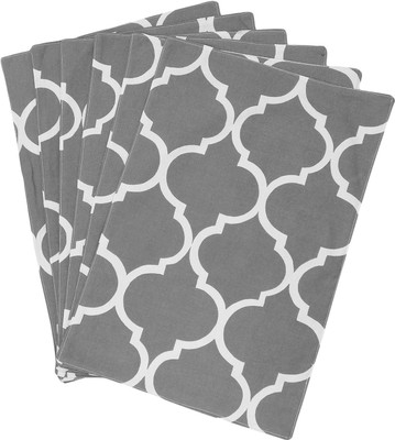 Dekor World Rectangular Pack of 6 Table Placemat(Grey, Cotton)