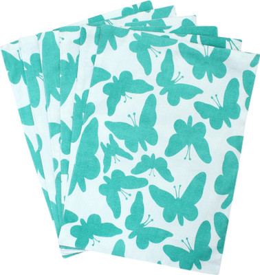 Dekor World Rectangular Pack of 6 Table Placemat(Light Green, White, Cotton)