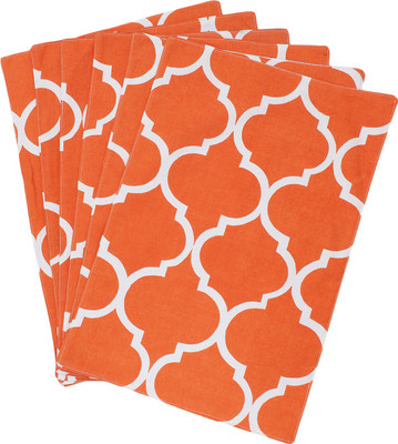 Dekor World Rectangular Pack of 6 Table Placemat(Orange, Cotton)