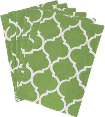 Dekor World Rectangular Pack of 6 Table Placemat(Green, Cotton)