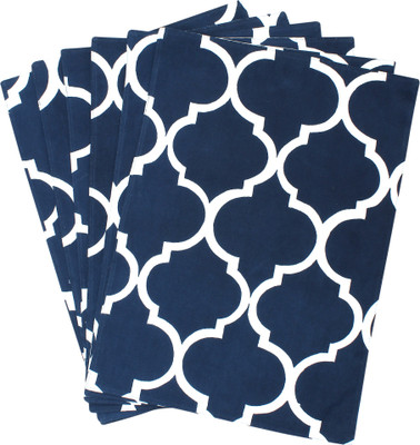 Dekor World Rectangular Pack of 6 Table Placemat(Dark Blue, Cotton)