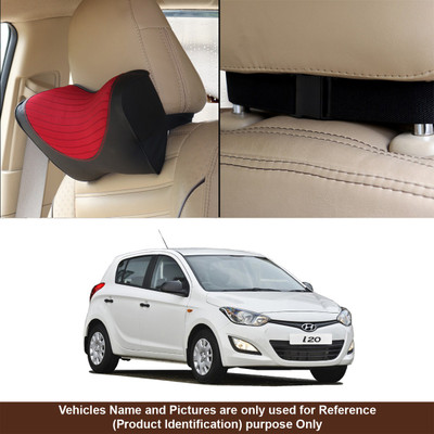 Oshotto Black, Red Fabric Car Pillow Cushion for Hyundai(Rectangular, Pack of 1)