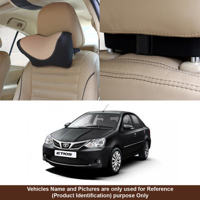 Oshotto Black, Beige Fabric Car Pillow Cushion for Toyota(Rectangular, Pack of 1)