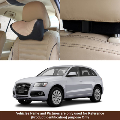 Oshotto Black, Beige Fabric Car Pillow Cushion for Audi(Rectangular, Pack of 1)