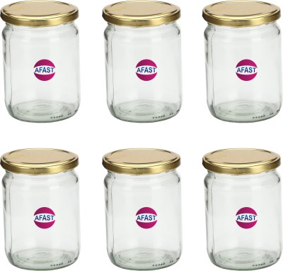 AFAST Glass Cookie Jar  - 350 ml(Pack of 6, Clear)