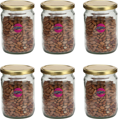 AFAST Glass Cookie Jar  - 350 ml(Pack of 6, Clear)