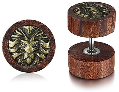 the jewelbox Lion Wood Stud Earring