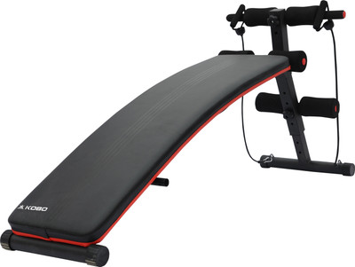 KOBO Extra Long Sit Up Bench With Resistance Tubes (Imported) Abdominal Fitness Bench