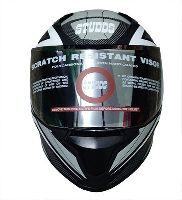 STUDDS Thunder D4-N6 Decor Motorsports Helmet(Black, White)