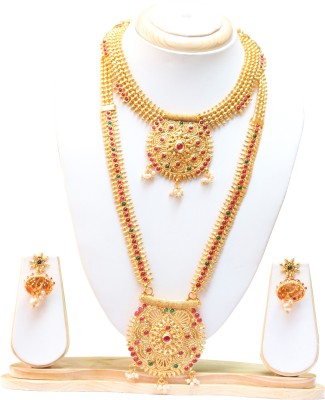 Ethnicking Alloy Gold-plated Red, Green Jewellery Set(Pack of 1)