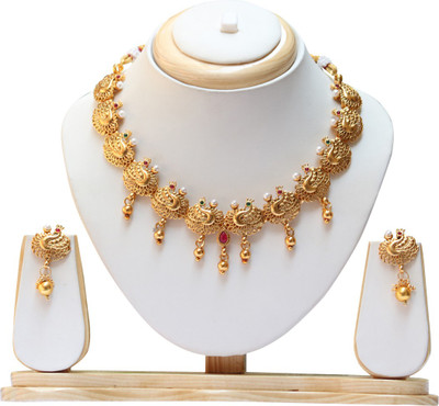 Swarajshop Alloy Gold-plated Gold, Red Jewellery Set(Pack of 1)