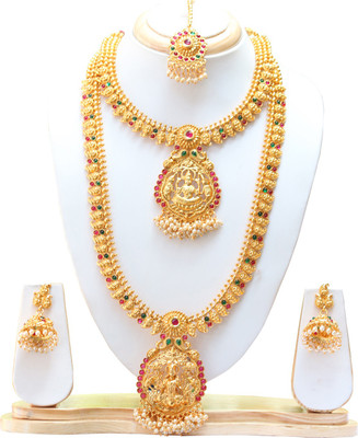 Swarajshop Alloy Gold-plated Green, Red Jewellery Set(Pack of 1)