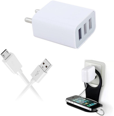 DAKRON Wall Charger Accessory Combo for All Android Phones(White)
