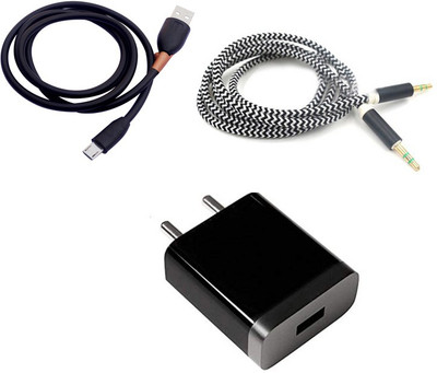 DAKRON Wall Charger Accessory Combo for All Android Phones(Black)