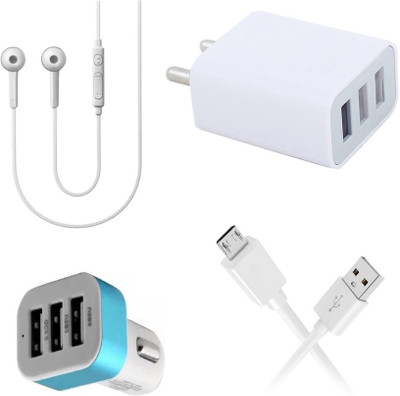 DAKRON Wall Charger Accessory Combo for All Android Phones(White)