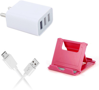 DAKRON Wall Charger Accessory Combo for All Android Phones(White)