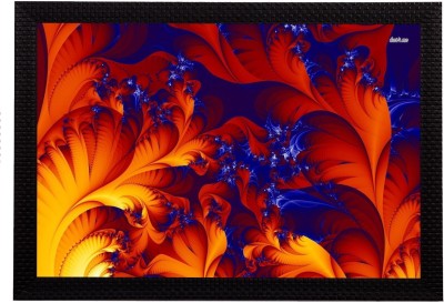 eCraftIndia Abstract Orange Satin Matt Texture UV Ink 14 inch x 20 inch Painting(With Frame)