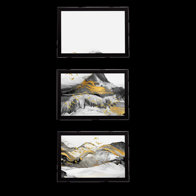 eCraftIndia Set Of 3 Artistic Mountain View Satin Matt Texture UV Ink 14 inch x 10 inch Painting(With Frame, Pack of 3)