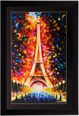eCraftIndia Beautiful Eiffel Tower Matt Textured UV Ink 20 inch x 14 inch Painting(With Frame)