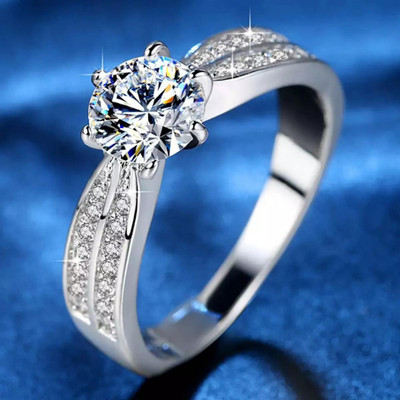 MYKI Engagement Special Swiss Diamond Ring For Women & Girls US Size -7 Stainless Steel Swarovski Zirconia Sterling Silver Plated Ring