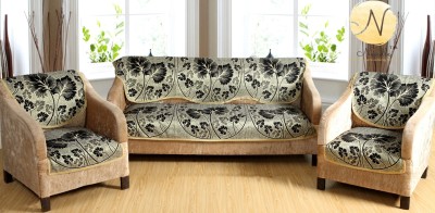 Nendle Jacquard, Polycotton Floral Sofa Cover(Black & Golden Pack of 6)