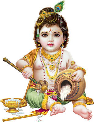 god & god's 54 cm Makhan Chor Modern Art 177 Self Adhesive Sticker(Pack of 1)