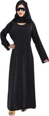 ARoohSa Polyester Abaya With Hijab(Black)