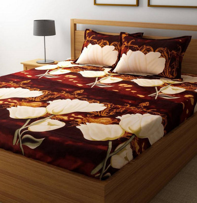 Nicy multimart 144 TC Polycotton Double 3D Printed Flat Bedsheet(Pack of 1, Multicolor)