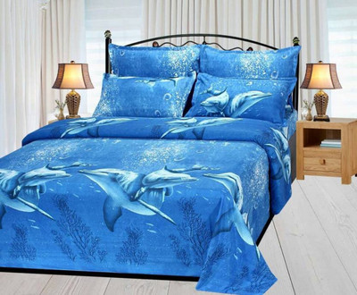Nicy multimart 144 TC Polycotton Double 3D Printed Flat Bedsheet(Pack of 1, Multicolor)