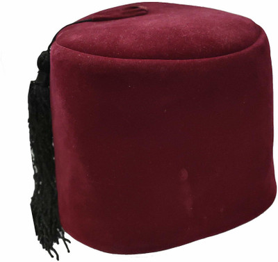H.N. Traders Mirza Ghalib Cap - Maroon Turkey Fez Men Hat, Traditional Topi (Valvet, Size 56) Striped Sports/Regular Cap Cap