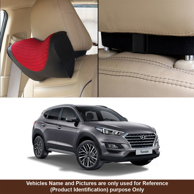 Oshotto Black, Red Fabric Car Pillow Cushion for Hyundai(Rectangular, Pack of 1)