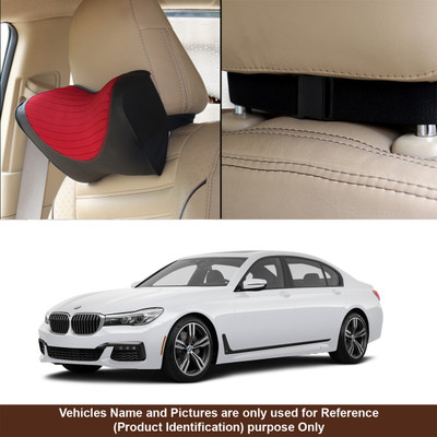 Oshotto Black, Red Fabric Car Pillow Cushion for BMW(Rectangular, Pack of 1)