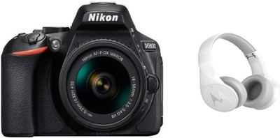 Nikon D5600 DSLR Camera Body with Single Lens: AF-P DX Nikkor 18-55 MM F/3.5-5.6G VR (16 GB SD Card) - (With Motorola Bluetooth Headphone) DSLR Camera Body with Single Lens: AF-P DX Nikkor 18-55 MM F/3.5-5.6G VR (16 GB SD Card)(Black)