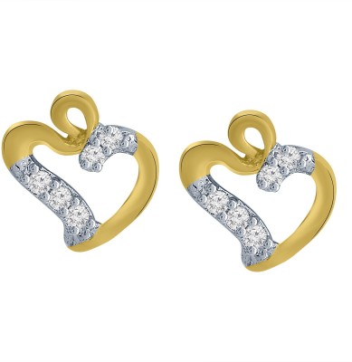 SPARGZ Heart Design Gold Plated CZ Stud Earring Brass Stud Earring