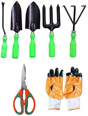 IBEX Gardening Tools Set of 5 with Scissor and Gloves Garden Tool Kit(7 Tools)