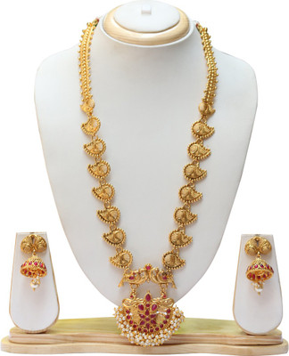 Ethnicking Alloy Gold-plated White, Red Jewellery Set(Pack of 1)
