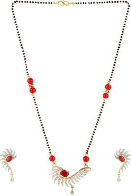 Darshini Designs Alloy Gold-plated Red, Black, Silver Jewellery Set(Pack of 1)