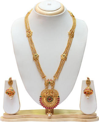 Ethnicking Alloy Gold-plated Gold, Pink, Green Jewellery Set(Pack of 1)