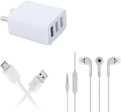 DAKRON Wall Charger Accessory Combo for All Android Phones(White)