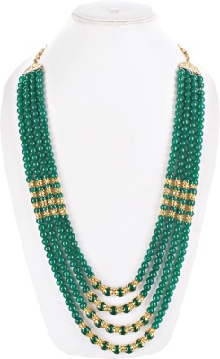 Lucky Jewellery Designer Wedding Multi Strand Green Color Layered Pearl Haar Pearl Gold-plated Plated Alloy Necklace