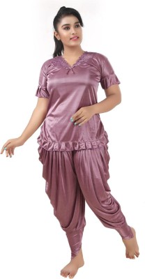 SWANGIYA Women Solid Purple Top & Pyjama Set