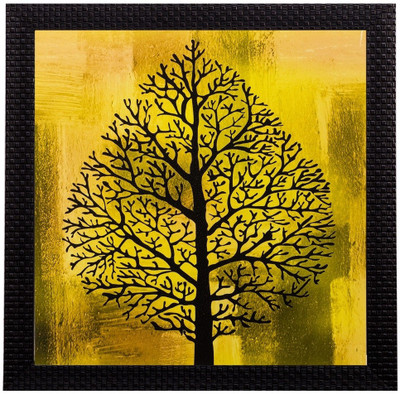 eCraftIndia Tree Design Matt Textured UV Ink 11 inch x 11 inch Painting(With Frame)
