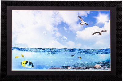 eCraftIndia Refreshing Sky Matt Textured UV Ink 14 inch x 20 inch Painting(With Frame)